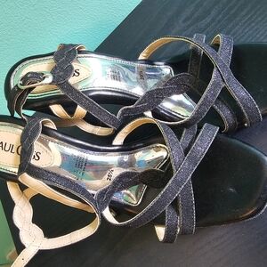 Raul Coss Black Glitter High Heels Women's Size 25.5, U.S. 8